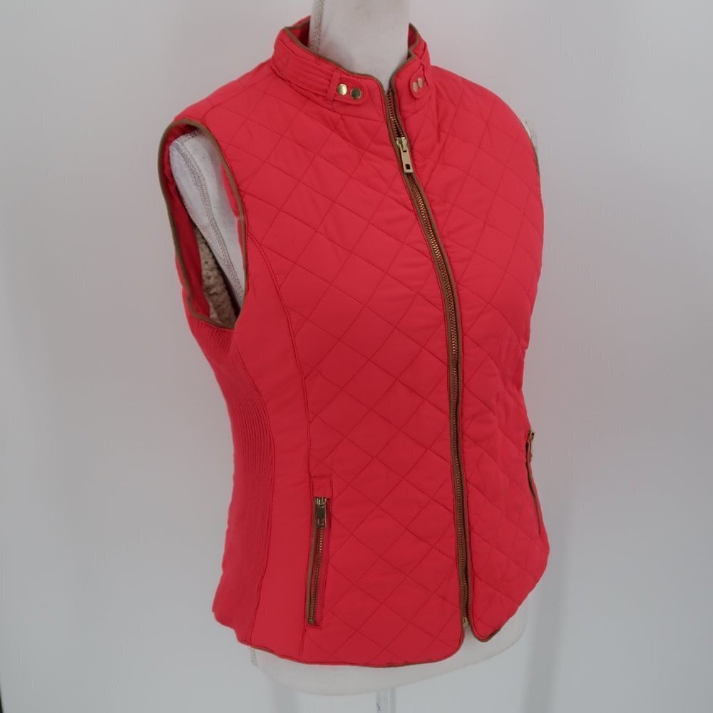 Filly Flair Pink Full Zip Quilted Fleece Lined Vest Size Large
